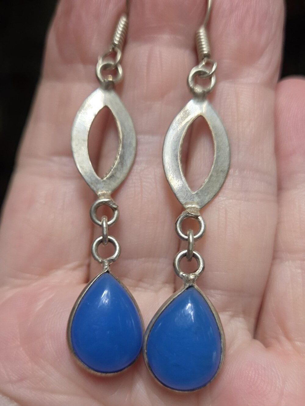 Chalcedoney Sterling Teardrop Earrings - Picture 3 of 5